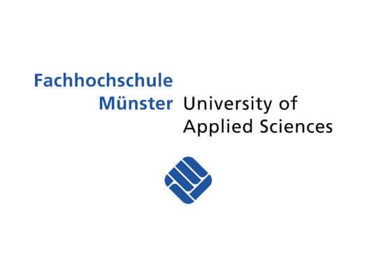 Logo der Fachhochschule Münster mit dem Schriftzug „Fachhochschule Münster“ und „University of Applied Sciences“.